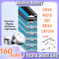 10-100PCS LR44 AG13 160mAh Cell Coin Watch Battery L1154 SR44 357 Alkaline Button Batteries Suitable For Watch Fast Delivery