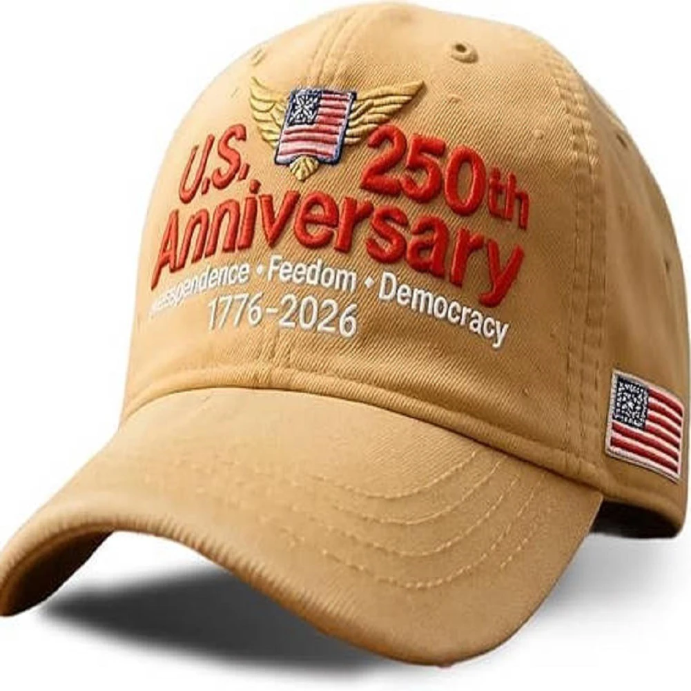 Topi Empat Musim Topi Basah Retro Kasual Trendi Pria Topi Matahari Luar Ruangan Uniseks Topi Bisbol Ulang Tahun ke-250 AS Ukuran Dapat Disesuaikan
