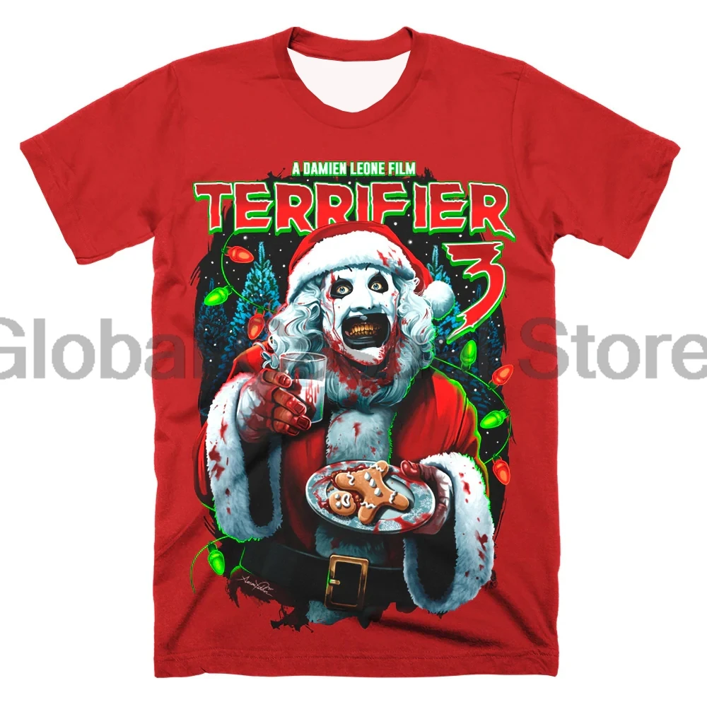 Terrifier 3 Horror Film T-Shirt Halloween Kerst Merch Crewneck Korte Mouw T-Shirt Dames Streetwear Tops