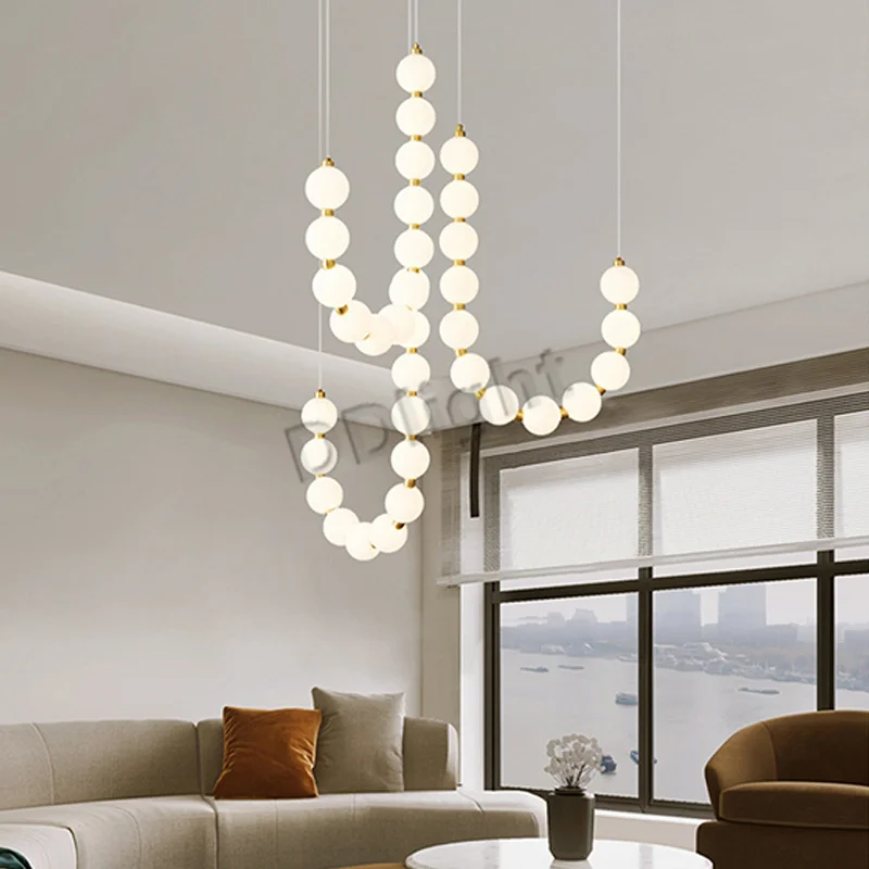 Modern Caterpillar LED Light Minimalist Ceiling Chandeliers Copper White Ball Lustres Hanging Lamps Home Decor for Living Room