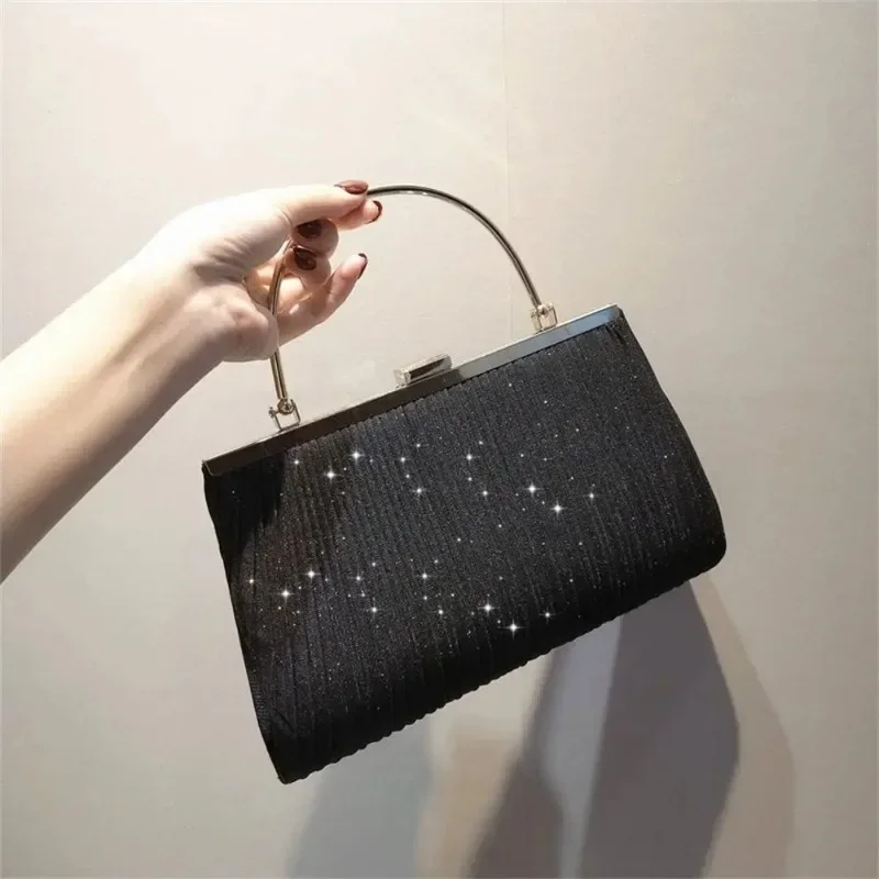 Vendita calda di lusso luna borsa albicocca sera pochette partito catena borsa a tracolla femminile paillettes borsa da sposa borsa per le donne