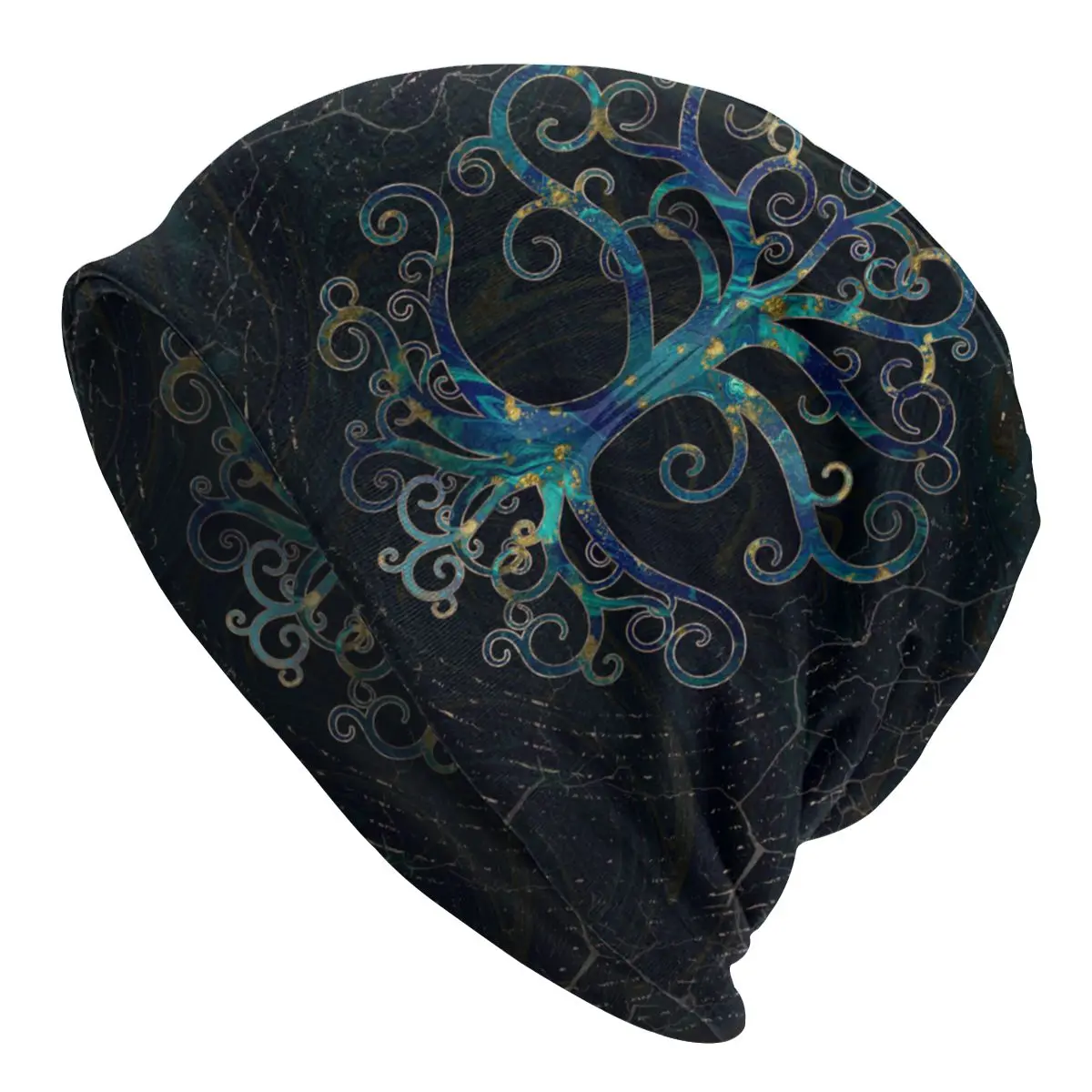

Tree Of Life Marble And Gold Cap Viking Autumn Winter Ski Skullies Beanies Hats Unisex Spring Warm Dual-use Bonnet Capting Hat