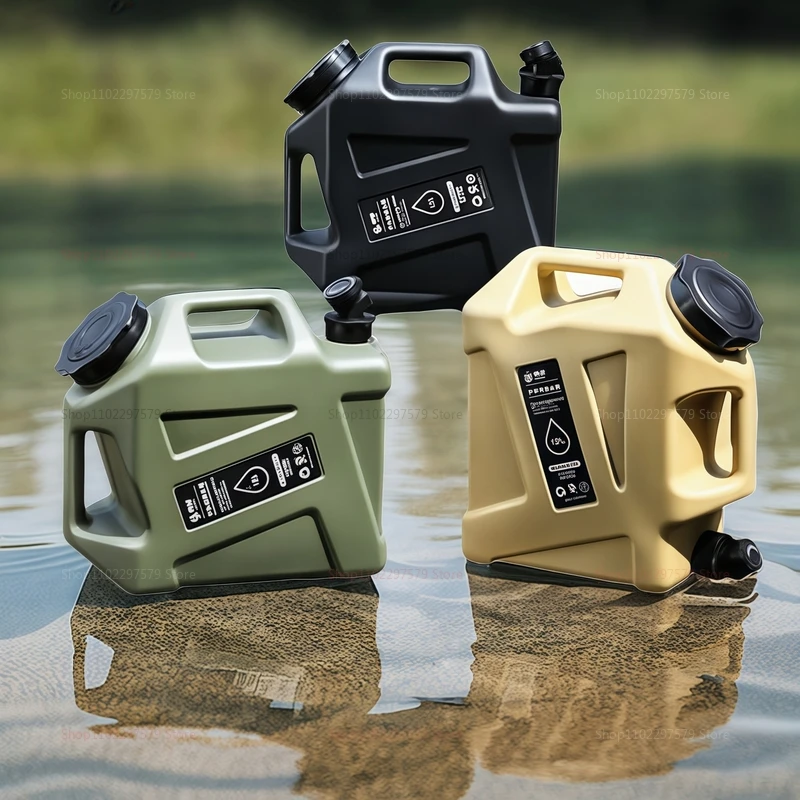 دلو مياه خارجي من البولي ايثيلين للتخييم والسفر، حاوية مياه شرب محمولة لتخزين مياه الشرب، مثبتة على السيارة، 128 أونصة