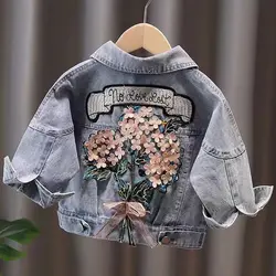 Girl Jackets Spring Kids Denim Jackets for Girls Baby Flower Embroidery Coats Children's Jackets Clothing Child Outwear Jeans