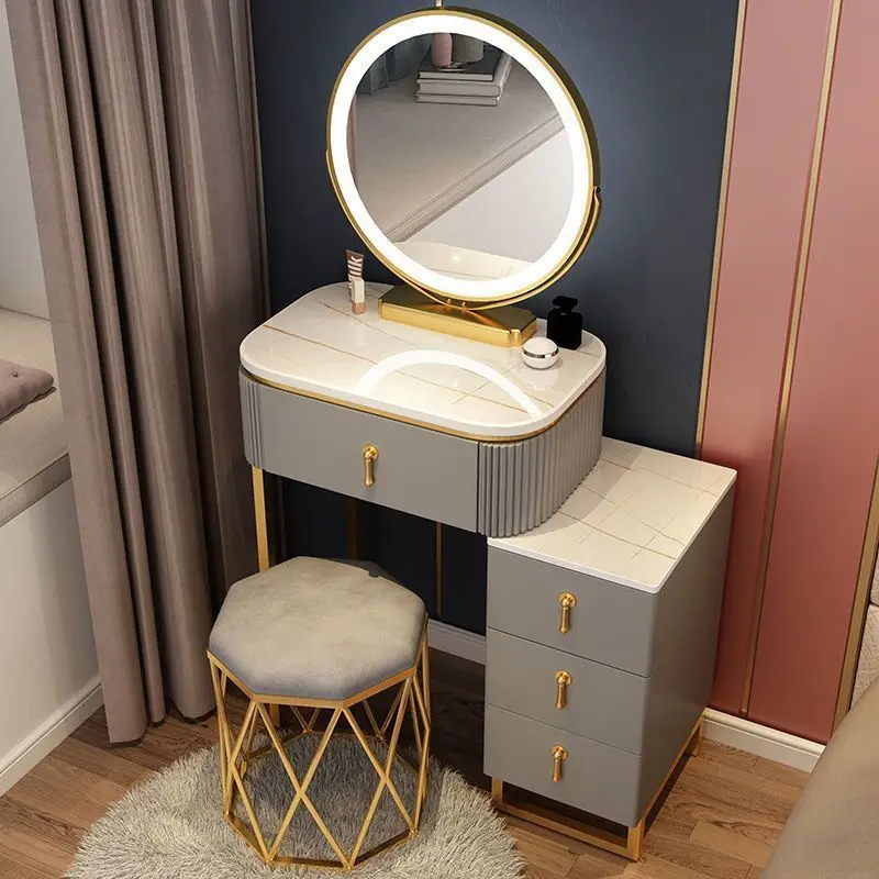 

Light luxury rock board dressing table, bedside storage cabinet, integrated women's bedroom, modern simple dressing table, small
