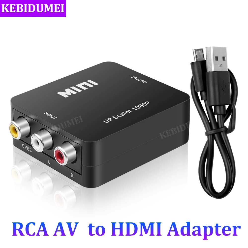 Adattatore da AV a HDMI convertitore da AV a HDMI 1080P AV2HDMI adattatore da AV/CVSB a HDMI AV a HDMI per proiettore Set Top Box DVD