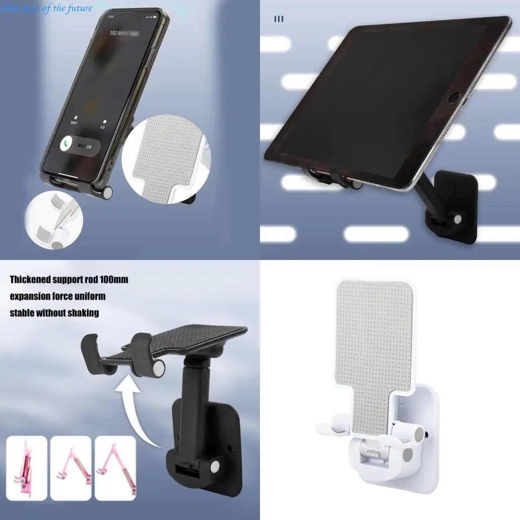 

Folding Wall Mount Phone Support Adhesive Holder Space Saving & Easy To Install Adhesive Support for Mobile Devices E65A