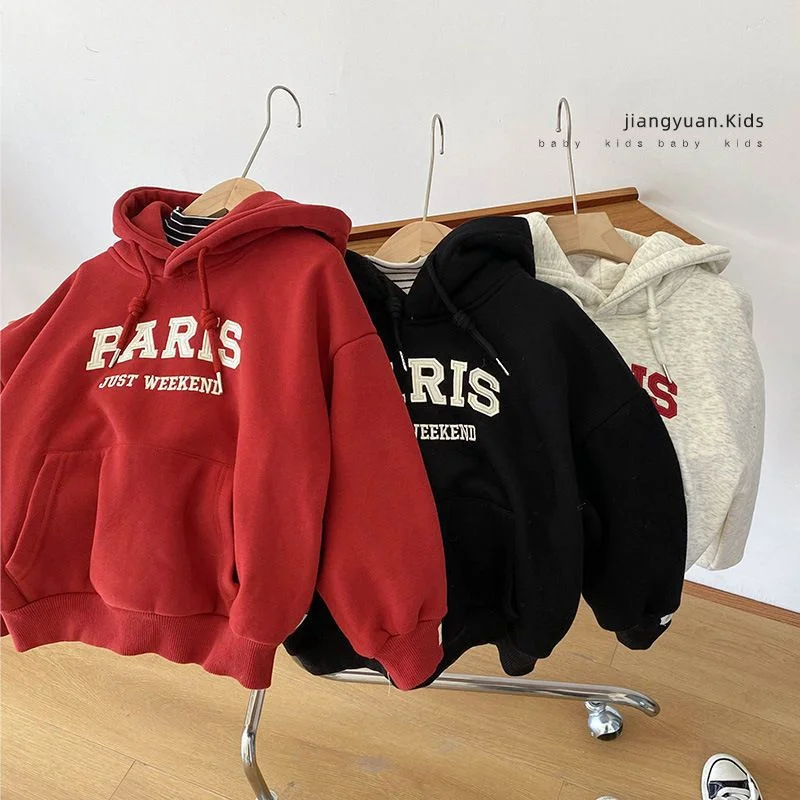 Kids Thick Sweatshirt Clothes Winter Autumn Baby Boys Girls Padded Warm Hoodies Children Casual Print Pullover Tops 2-12 Years