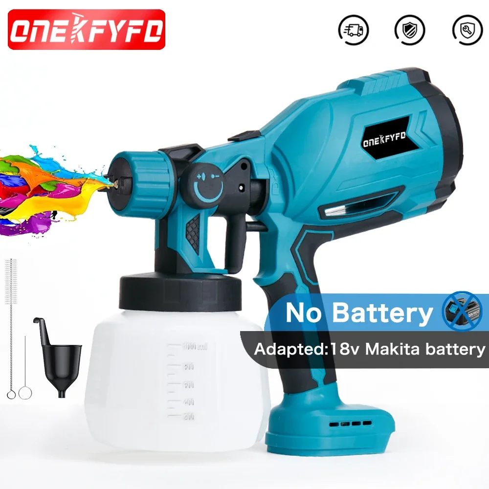 

ONEKFYFD 1000ML Cordless Electric Spray Gun Household Disinfection Sterilization Portable Paint Sprayer for 18V Makita Battery