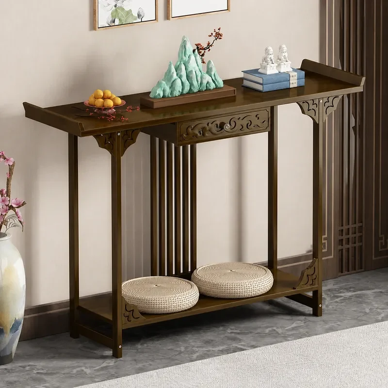 New Chinese Style Entrance Table Antique Console Table for Entryway Hallway Wall Mounted Narrow Side Table Decorative Storage