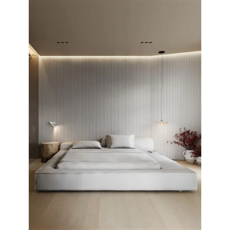 Japanese-style tatami special-shaped high and low bedside cloth bed, cloth art bed, industrial style table bed, double bed