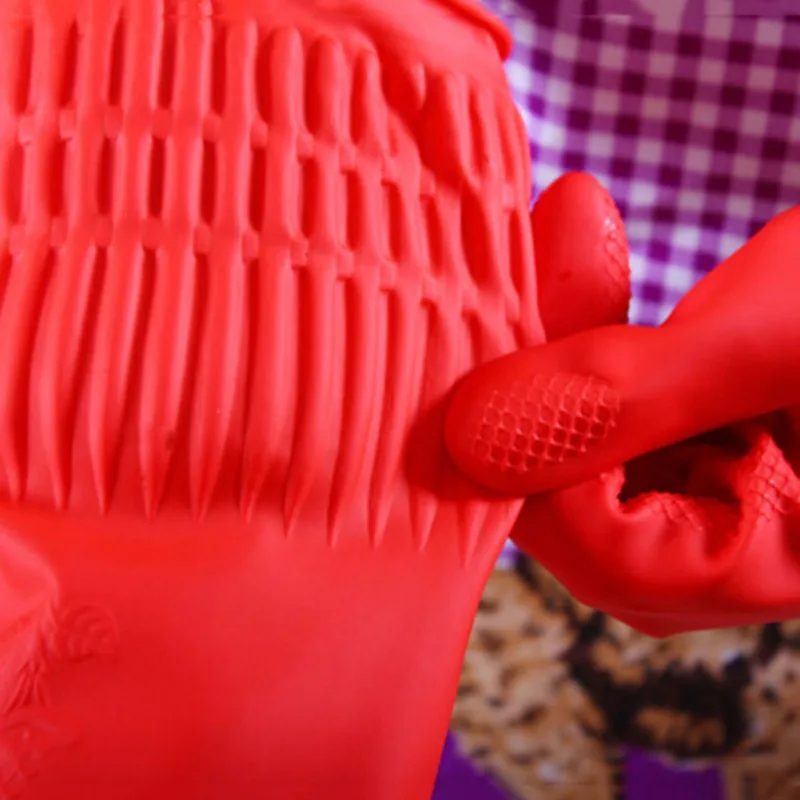 Flexible Comfortable Rubber Clean Gloves Red Dish Lady Gloves Washing Long Rubber Kitchen Cleaning Accessories