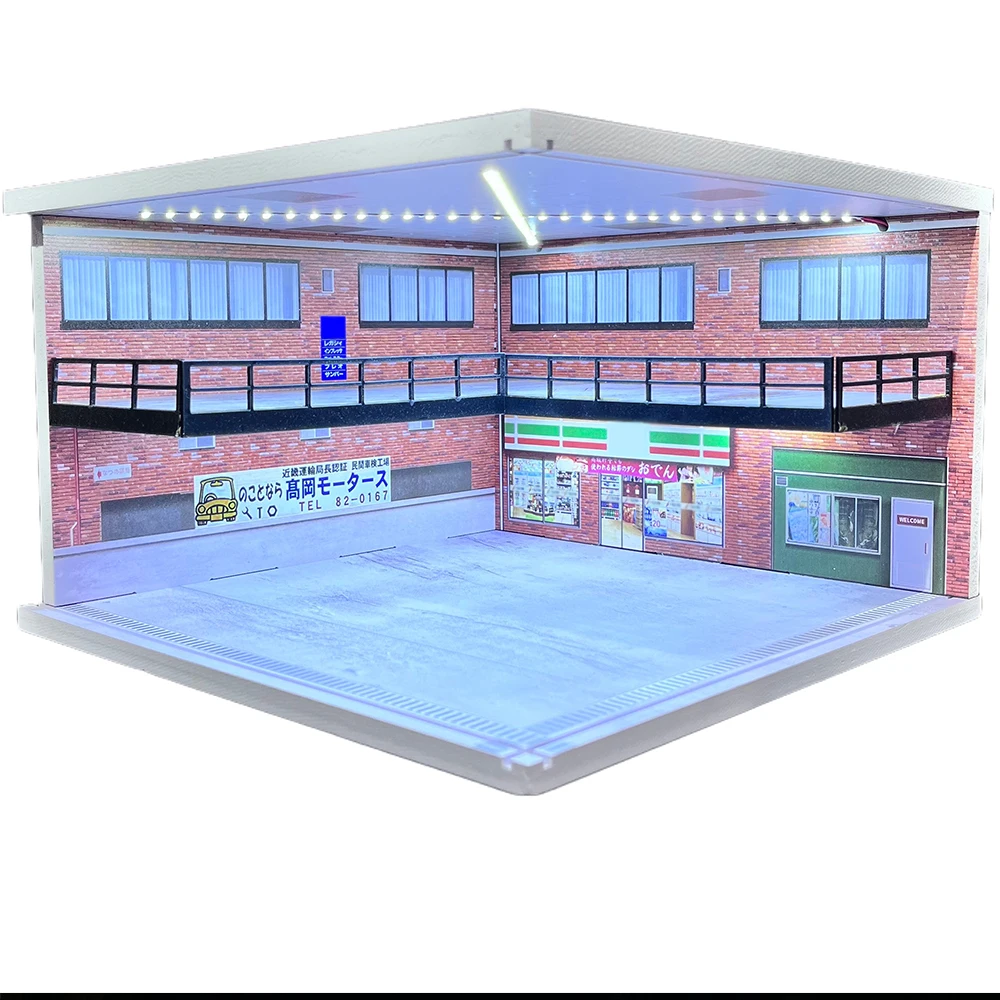 

1/64 1/18 1/24 1/43 Scale Car Garage Display Diorama Models Set Scene LED Parking Lot Model for Matchbox Hot Wheels Collection