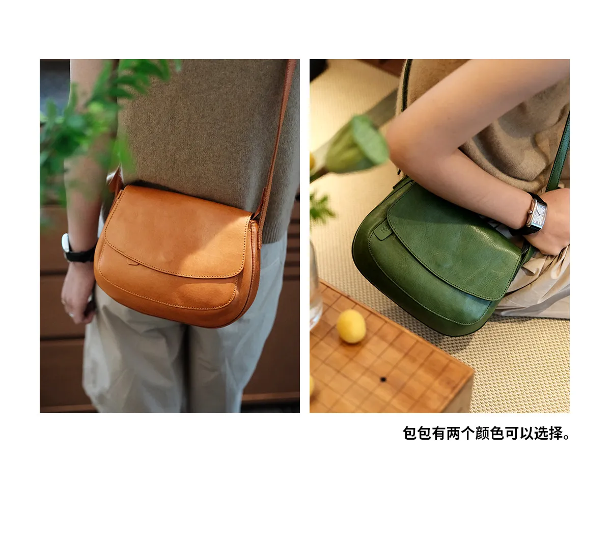 Vintage Designer Handgefertigte Grüne Umhängetasche aus Pflanzlich Gegerbtem Rindsleder für Damen, Luxuriöse Echte Leder-Schultertasche für Outdoor-Reisen – Detail 5