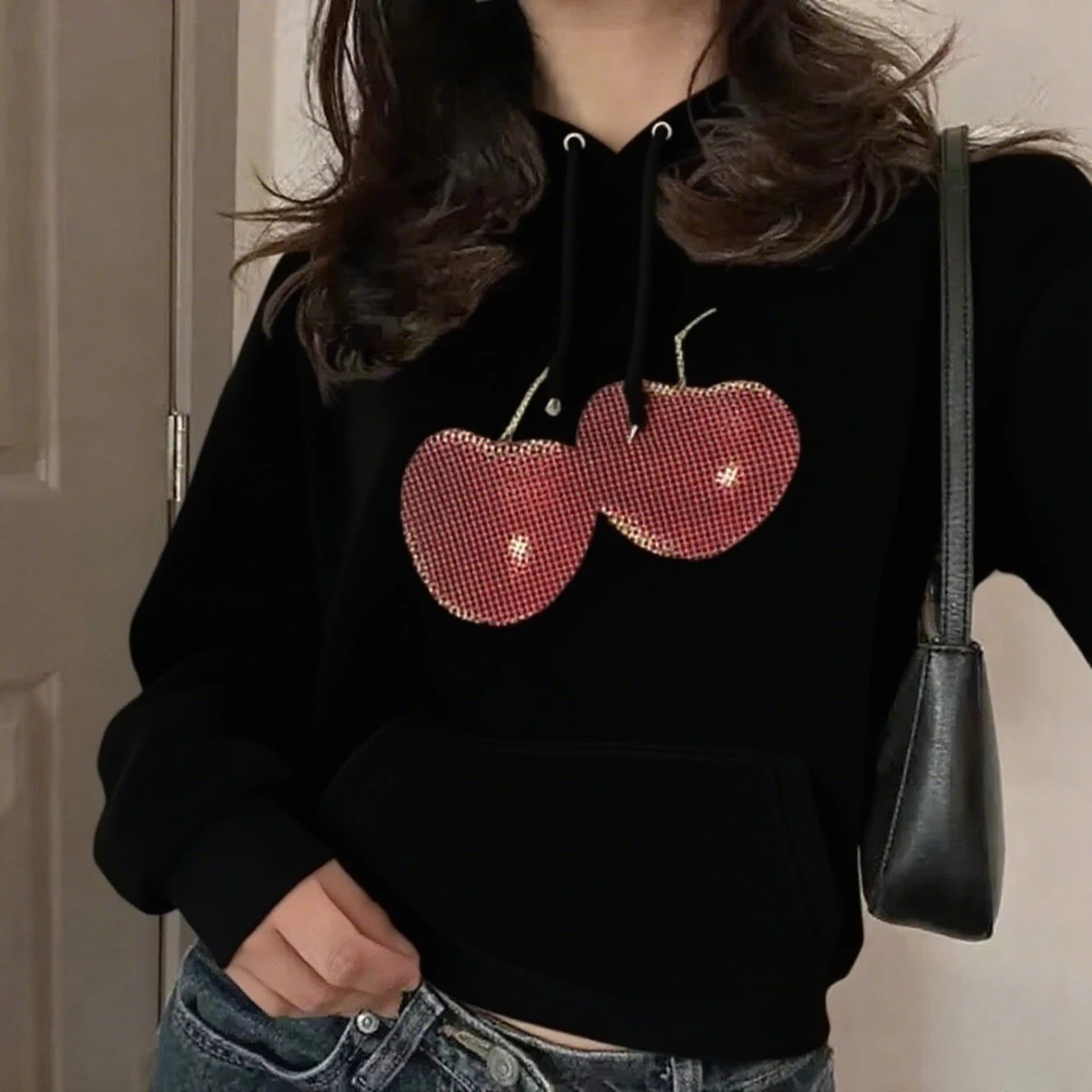 

Cherry Graphic Printing Autumn and Winter Pure Cotton Men's and Women's Hoodies Casual Outdoor Street Sports Training Brand
