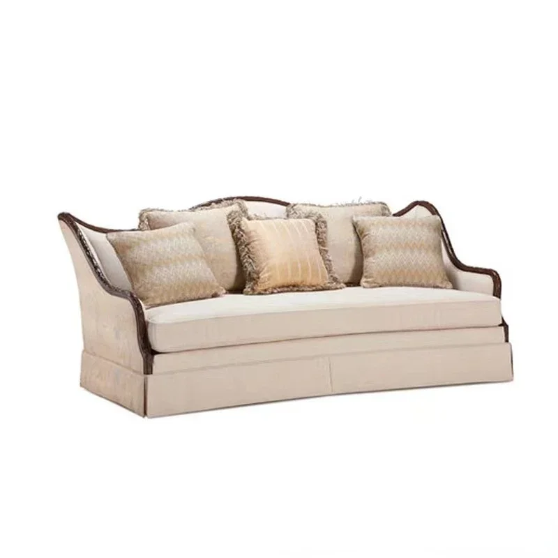 

Легкая роскошная гостиная из цельного дерева, комбинация диванов из цельного дерева для маленькой квартиры на три человека