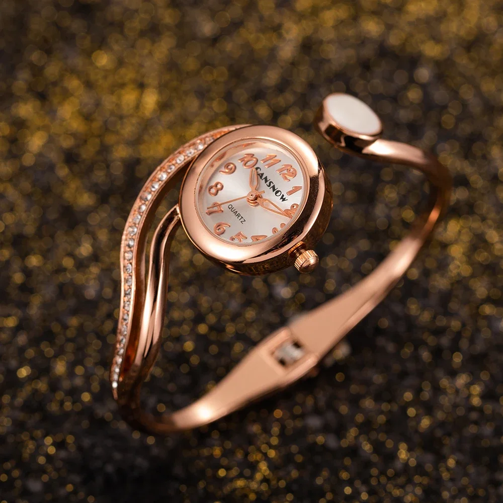 Rose Gold Bangle Bracelet Luxury Watches for Women Stainless Steel Quartz Wristwatch Small Dial Fashion Women\'s Watch Relogio