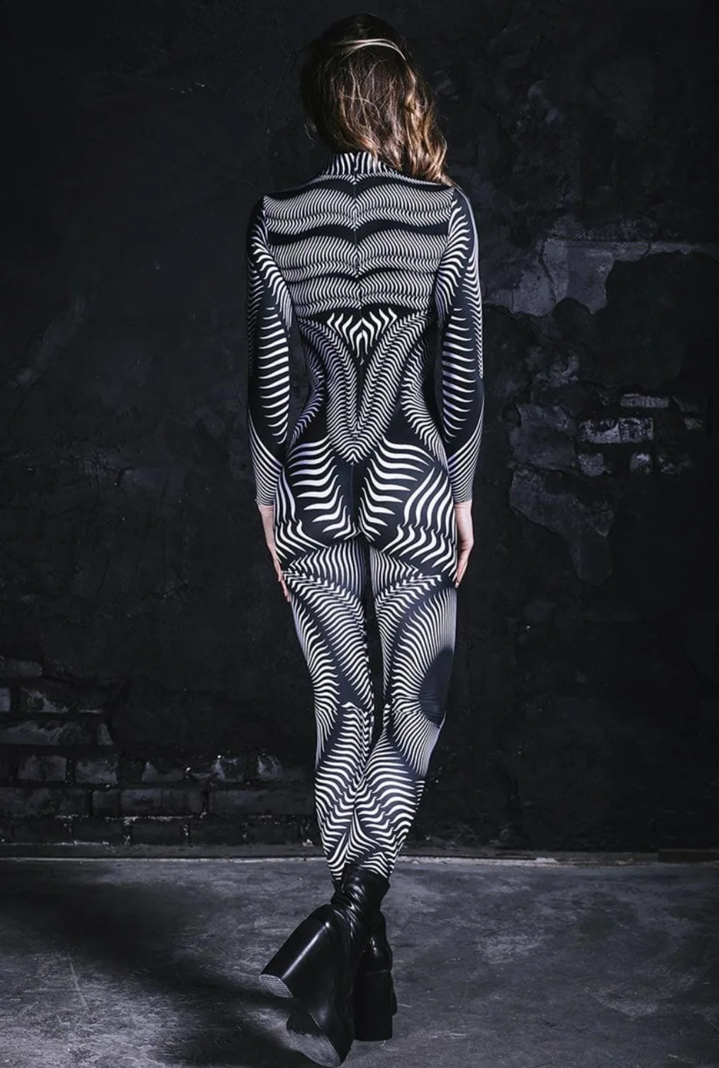 Retro-Roboter 3D-gedrucktes Muster Damen Sexy Jumpsuit Erwachsenen-Halloween-Cosplay-Kostüm Party-Catsuit Karneval-Bodysuit – Detail 11