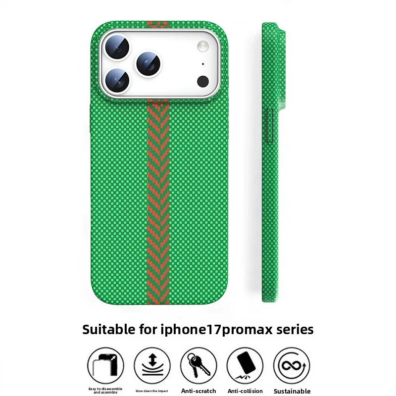 

Suitable for Apple 17 Pro phone case magnetic case, iPhone 17 Promax Kevlar texture phone case