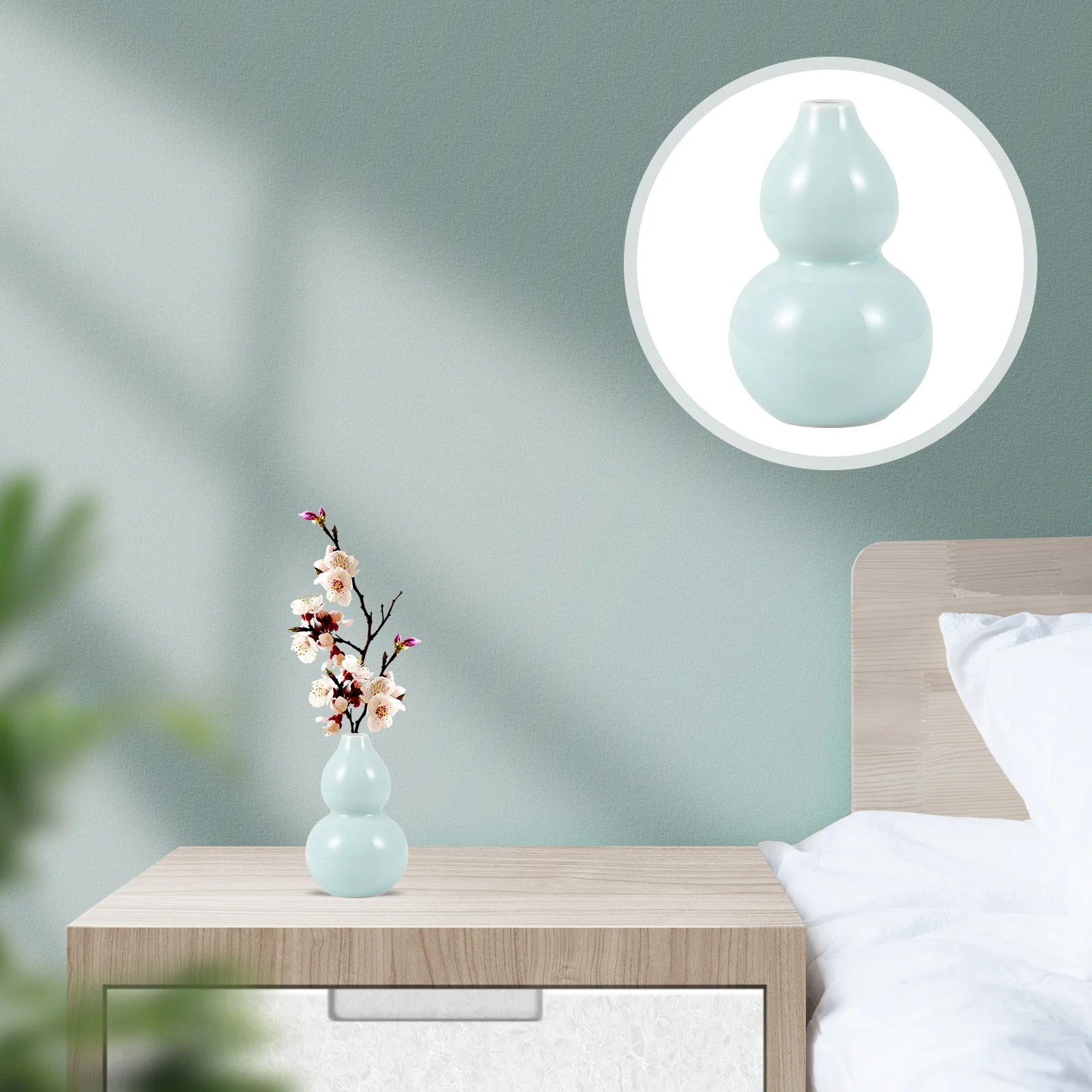 

1Pcs Ceramic Vase Gourd Shape Decorative Flower Arrangement Hydroponic Desktop Vase Home Decoration Artistic Floral Container