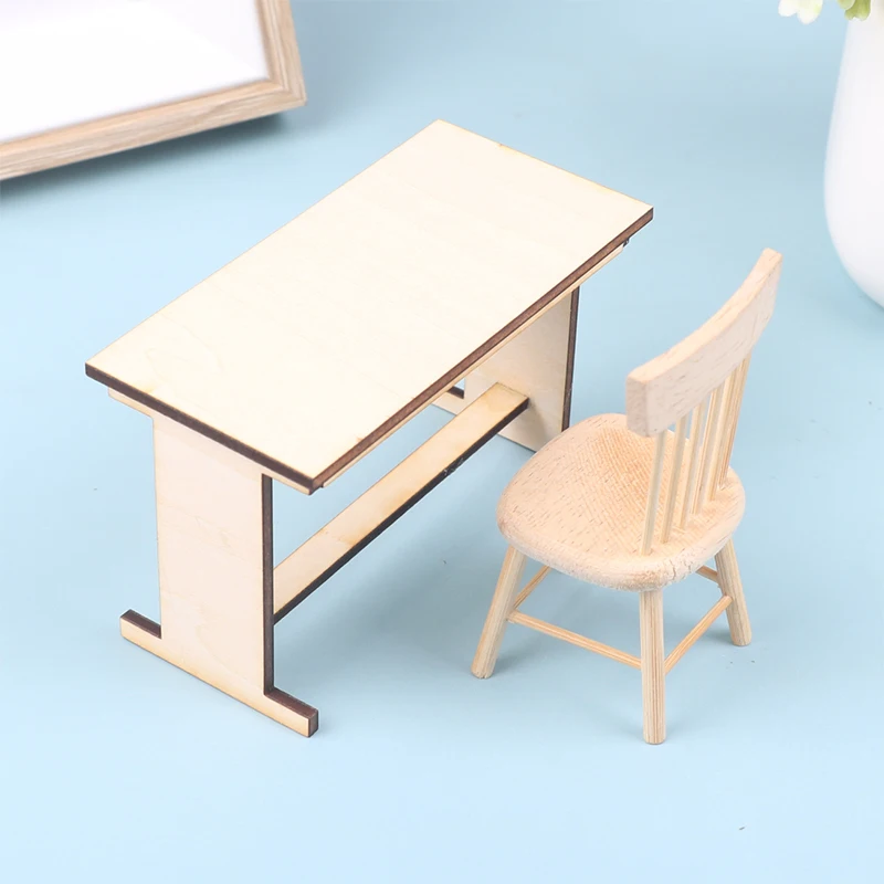 1:12 Dollhouse Miniature Wooden Table Office Desk Dining Table Home Furniture Model Decor DollHouse Life Scene Decor Accessories