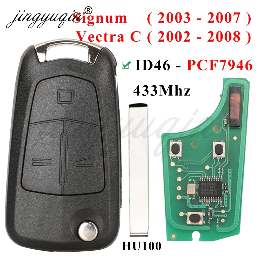 Jingyuqin Flip Remote Auto Schlüssel 433Mhz Für Opel/Vauxhall Astra H 2004-2009 Zafira B 2005-2013 Vectra C 2002-2008 Corsa D 2007-2012