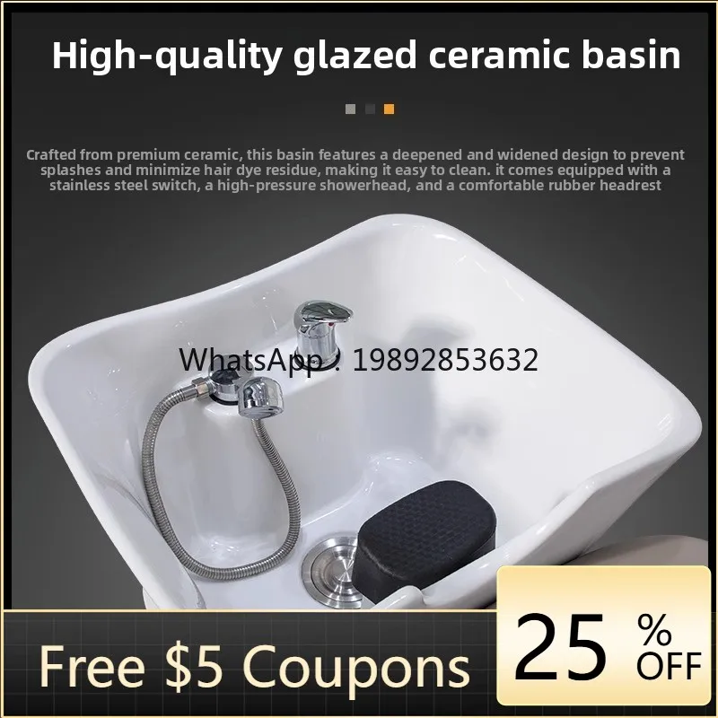 

YFY Hair Salon Barber Shop Shampoo Special Semi-Lying Bed Same Style Ceramic Basin Water Bed