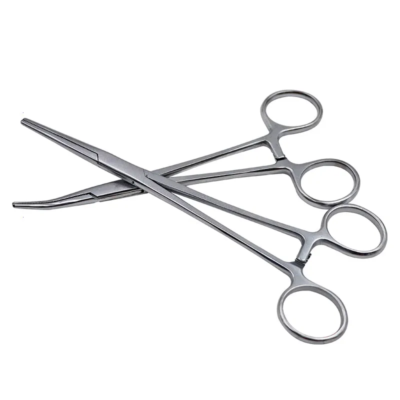 16cm Stainless Steel Hemostatic Pliers Medical Clamp Veterinary Curved Tip Forceps Hook  Forceps Straight Scissor Farming Tool