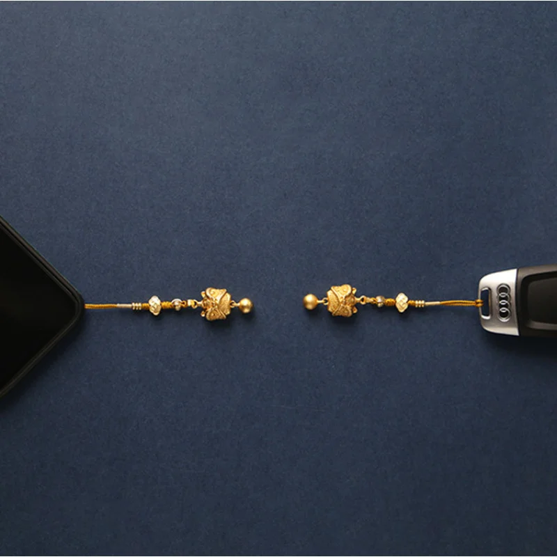 النحاس النقي شينغشي جرس قلادة الهاتف المحمول النمط الصيني حلقة رئيسية قلادة حقيبة للحمل قلادة الرجال والنساء هدية لوكسي تشامرز #4