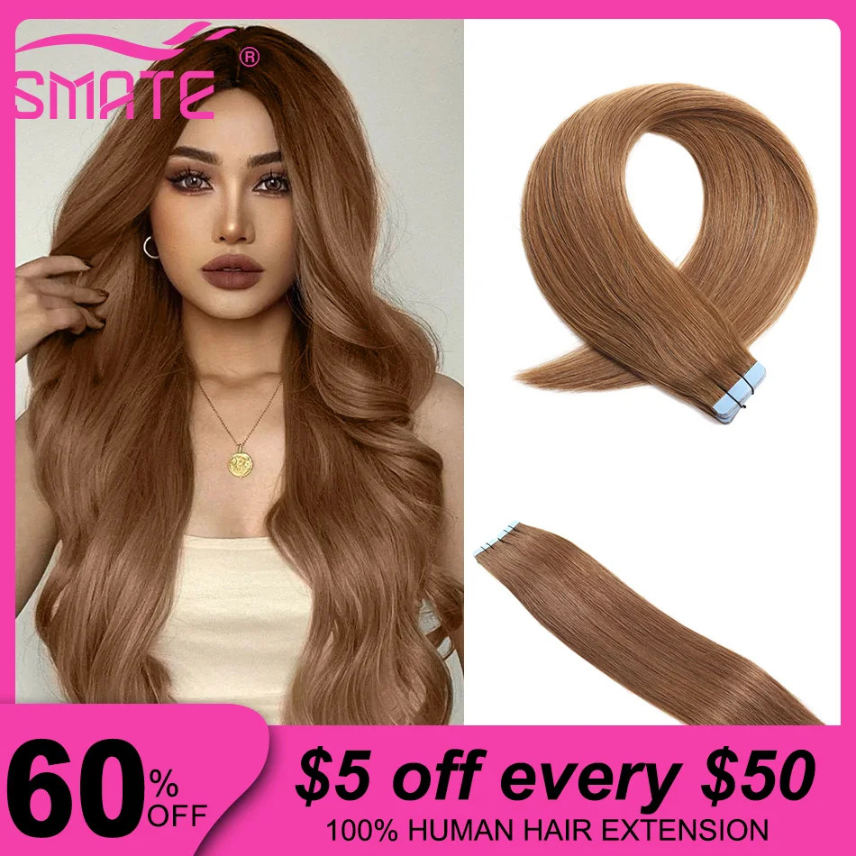 Tape In Hair Extensions 100% Human Hair Seamless Skin Weft Adhesive Glue On12-26 Inches 20/40Pcs InchesHigh Quality On For Salon