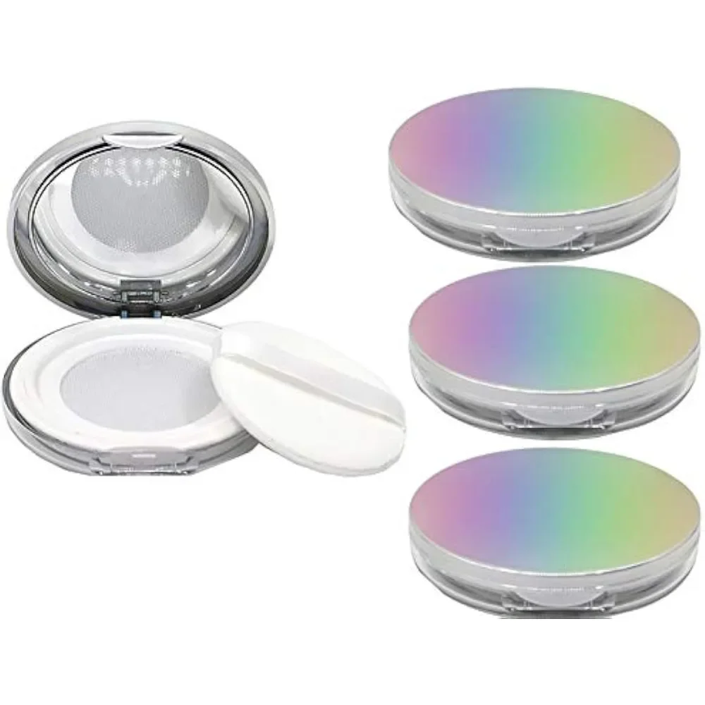 

5PCS Empty Refillable Loose Powder Box with Powder Puff Mirror Travel Portable Cosmetic Jars Refillable Mini Makeup Containers