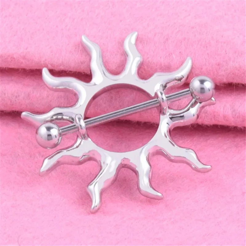 مثير المرأة فضية اللون الحلمة خواتم الفولاذ المقاوم للصدأ عباد الشمس الحليب Brest الدائري هيئة ثقب المجوهرات #4