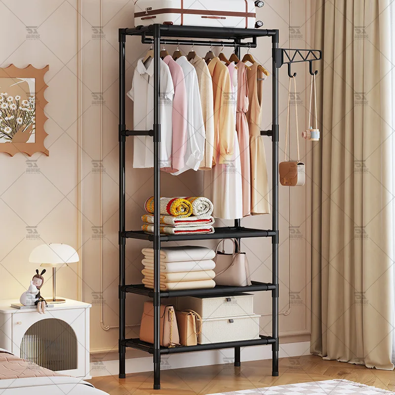 Coat Rack Large Capacity Metal Storage Wardrobe Multifunction Clothes Rack Bedroom Rental Room Organizer