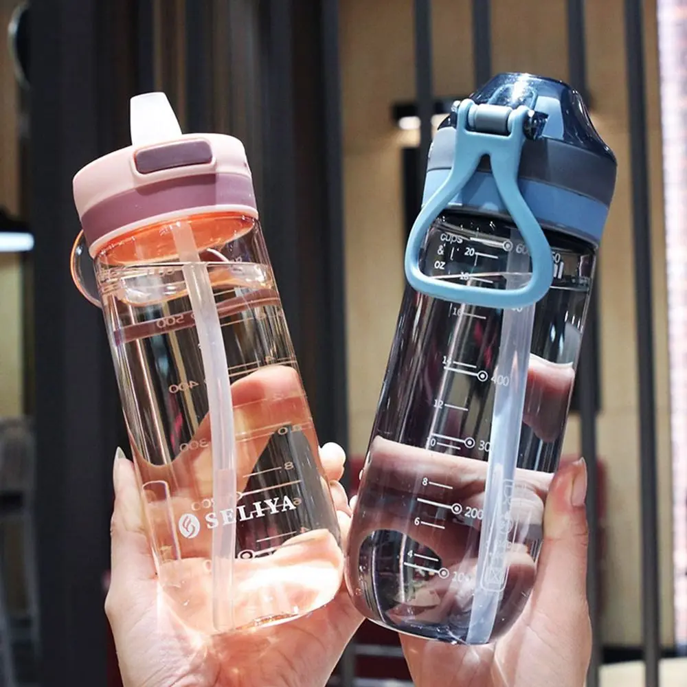 500/650ML Student School Portable with Straw Sports Plastic Bottle Multicolor Water Cup Water Bottle