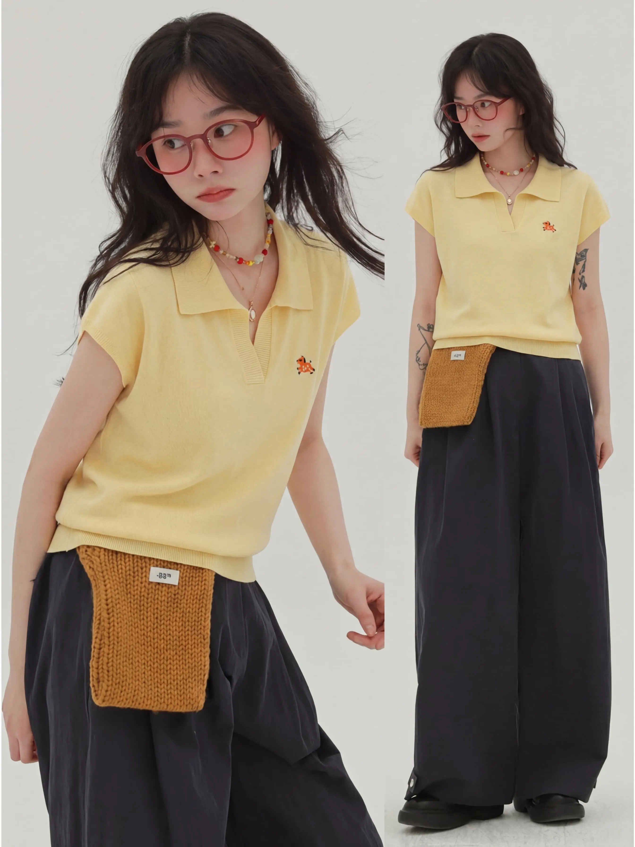 Ice Silk Knitted Short Sleeve  Shirt Women's Summer Casual Shoulder  Top Flip Collar High Intelligence Sensation