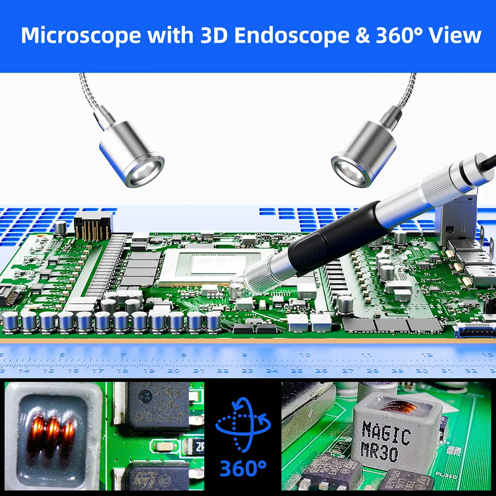 Andonstar 2025 AD409SA 10,1 ''Microscópio digital de solda HDMI com endoscópio Microscópio eletrônico para solda profissional