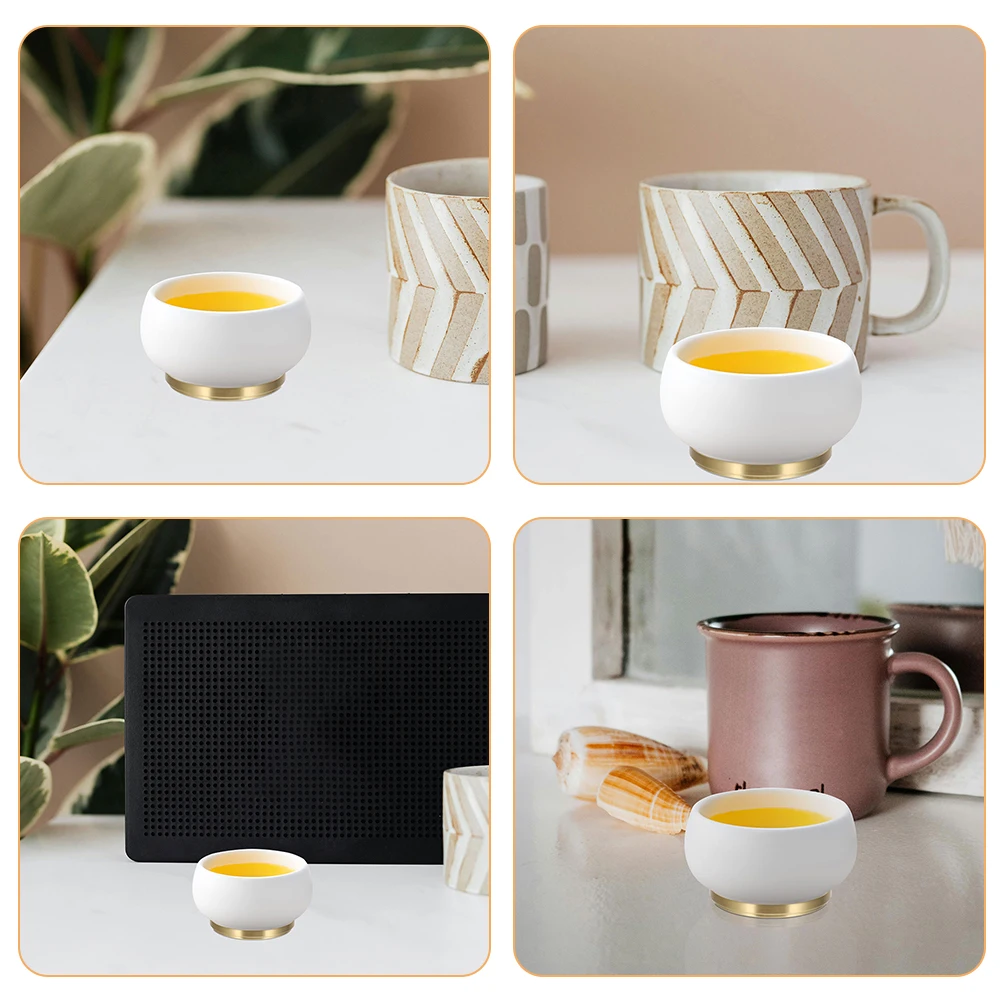 

2pcs Brass Tea Coaster Heat Resistant Cup Mat Teacup Saucer Desktop Protector Smooth Surface Easy Cleaning Home Coffee Shop