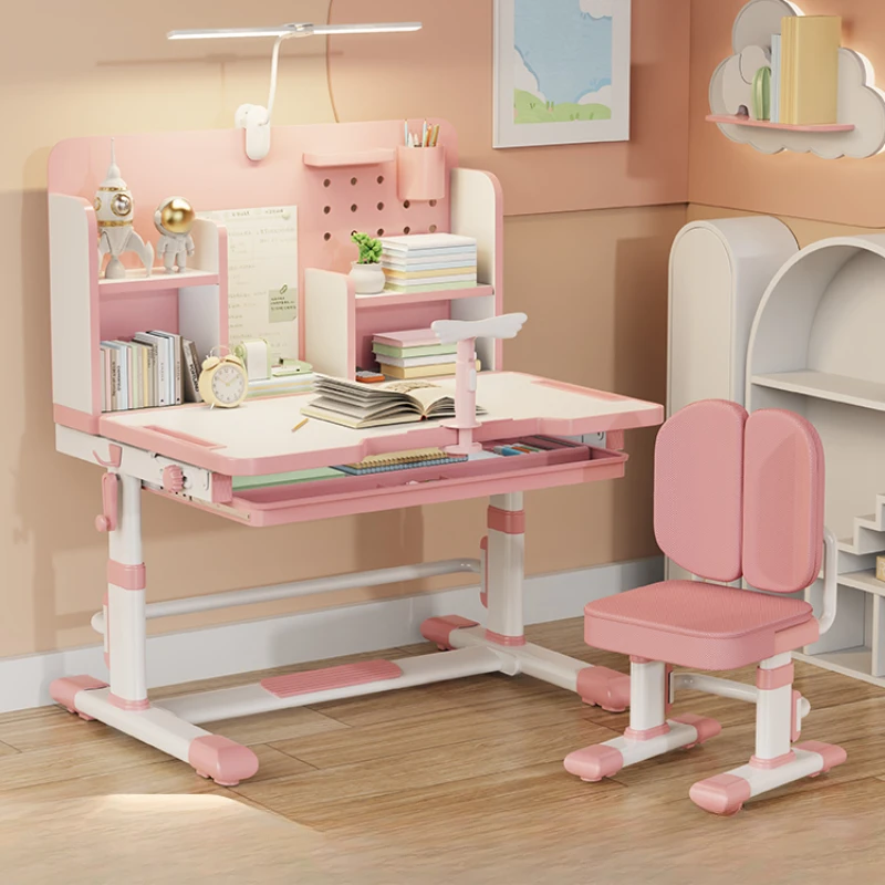 

Children's study desk, primary school student writing homework, adjustable household combination set, girl's desk and chair