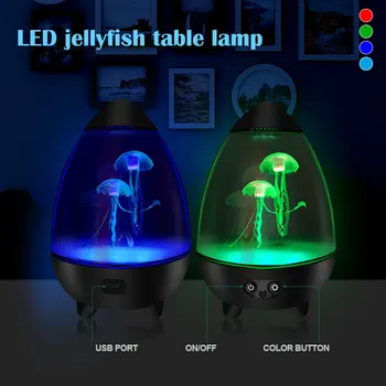 Led Quallen Lampe Stumm Quallen Nachtlicht mit 2 Schwimmen Quallen USB Lade Ei Form Desktop Aquarium Stimmung Licht