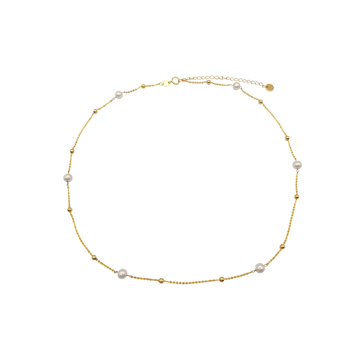 

New Arrival Luxury 18K Gold And Freshwater Pearl Necklace Women's Fine Jewelry With Real Gold Chain Link And Stone Details