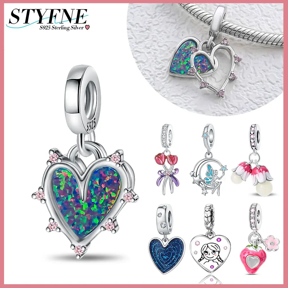 925 Sterling Silver Style Tribute To Friendship Magic Light Two-in-one Opal Love for Women Diy Original Bracelet Jewelry Gift