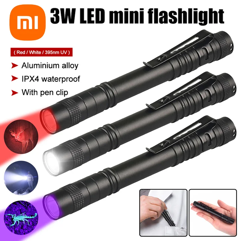 Xiaomi Portable LED Penlight with Clip Mini Pocket Ultra Bright Inspection Flashlight For Camping Outdoor Emergency Flashlight