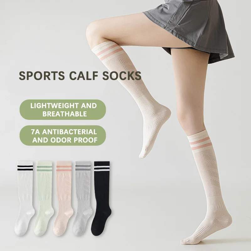

Fashion Summer Thin Women's Basic Black And White Gray Long Tube Socks Japanese Calf Thin Cotton Sports Cycling Stocking