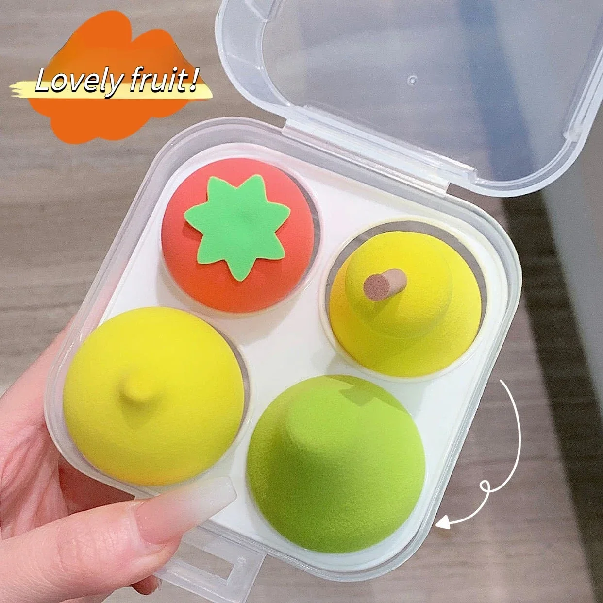 4Pcs Makeup Sponge Set Cute Fruit Cosmetic Puff for Foundation Cream Concealer Powder Face Make Up Blender Beauty Pear