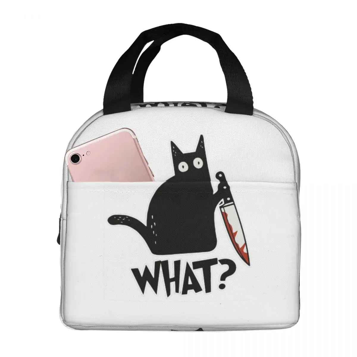 Cat What Murderous Black Cat With Knife Gift Premium Lunch Bags Insulated Bento Box Lunch Tote Picnic Bags Thermal Bag for Woman