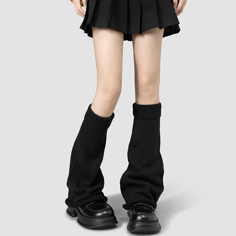 الخريف الشتاء النساء العجل جورب الأكمام سميكة الدافئة المألوف Jk حار فتاة توالت حافة القرن محبوك كومة حتى جورب طويل 1 زوج