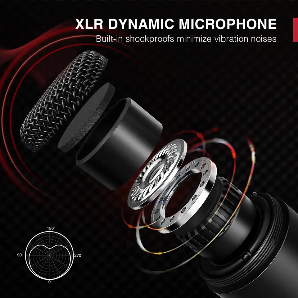 ميكروفون ديناميكي FIFINE XLR، ميكروفون بودكاست صوتي بنمط كارديويد، ميكروفون معدني للبث المباشر/الدبلجة/تسجيل الفيديو، K669D - 2