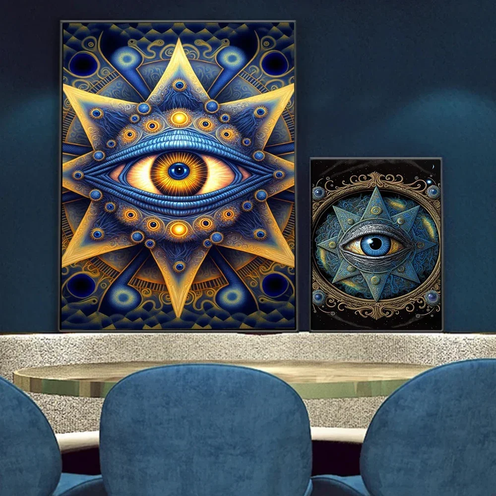 Abstract Eye of Providence Poster For Living Room Home Decor Freemasonry Sign Print  All Seeing Eye Canvas Painting Wall Art