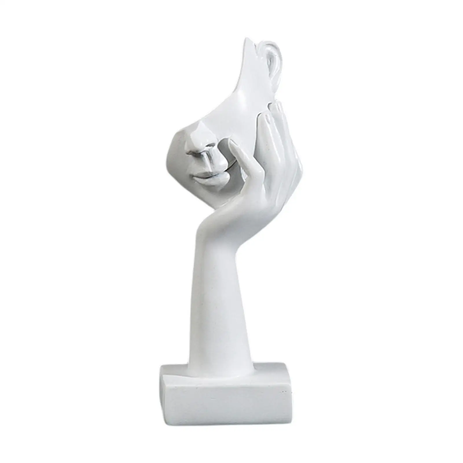 Resin Thinker Statue Half Face Sculpture Abstract Art Figurine Artwork Character Nordic Décor Bookshelf Table Living Room Home