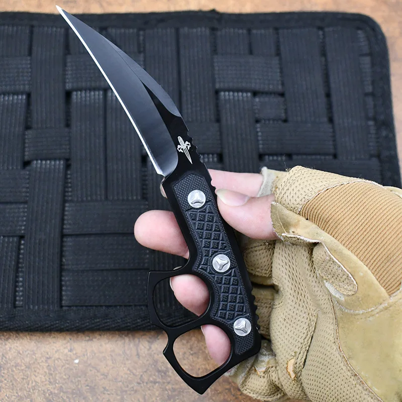 Microtechnology Portable Claw-Type Straight Blade G10 Finger-Protective Handle Outdoor Practical Cutting Knife Men's Gifts